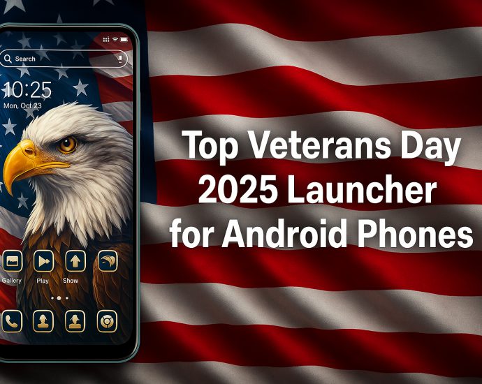 Top Veterans Day 2025 Launcher for Android Phones with USA flag wallpaper.