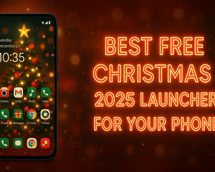 A festive Android screen using the Best Free Christmas 2025 Launcher for Your Phone with bright icons and a smooth seasonal layout.