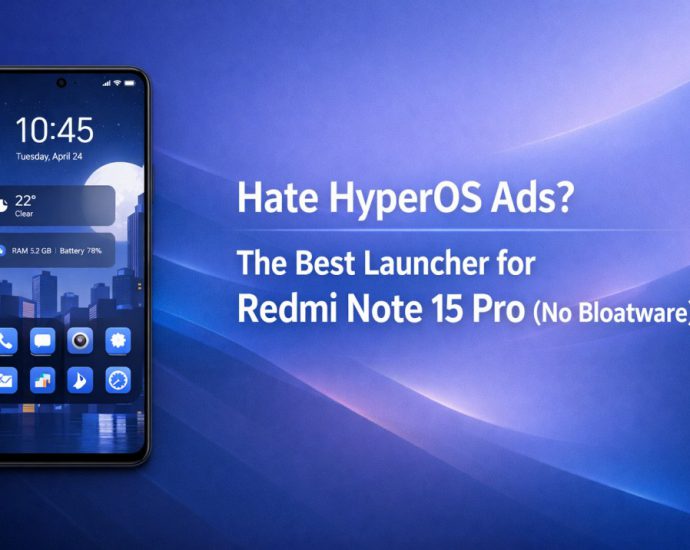 Best launcher for Redmi Note 15 Pro showing a clean, ad free home screen with smooth icons and clutter free Android layout