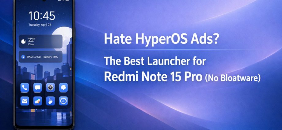 Best launcher for Redmi Note 15 Pro showing a clean, ad free home screen with smooth icons and clutter free Android layout