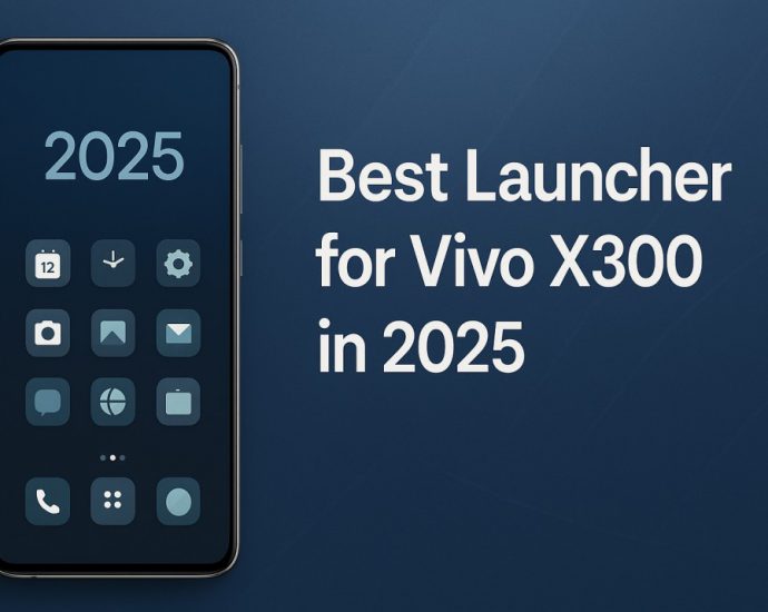 Best launcher for Vivo X300 in 2025 showing a premium Android home screen with custom icon pack and clean launcher layout