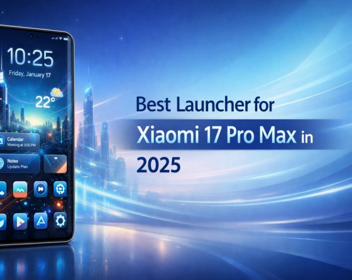 Best Launcher for Xiaomi 17 Pro Max showing a clean Android home screen with smooth icons, gestures, and modern customization focus.