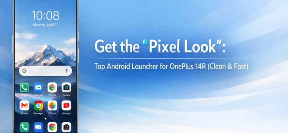 Pixel look launcher for OnePlus 14R showing a clean minimal home screen with fast smooth performance and stock Android feel