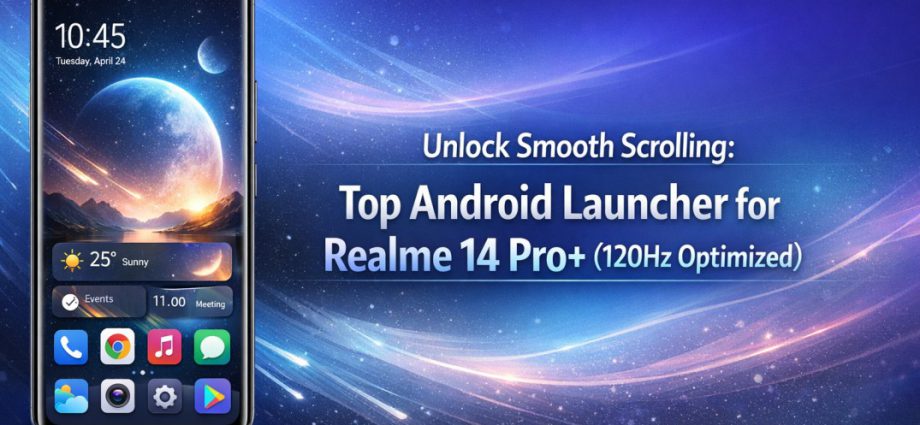 Top Android launcher for Realme 14 Pro Plus showing smooth 120Hz scrolling, clean UI layout, and fluid animations without lag