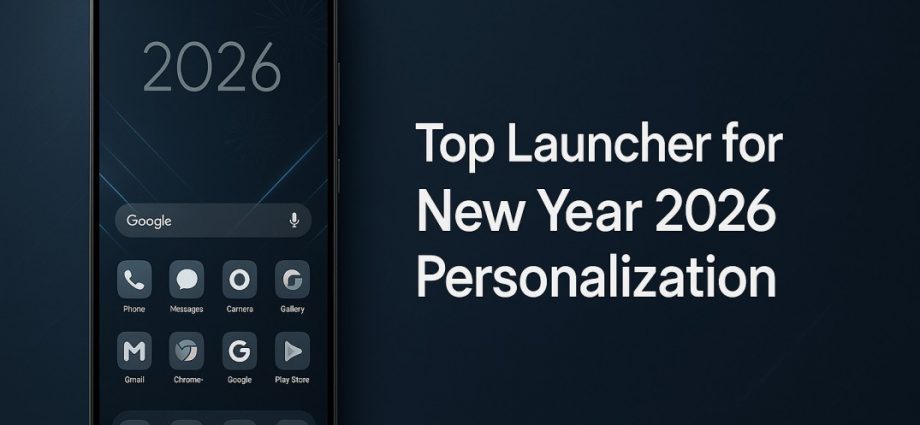 Top Launcher for New Year 2026 Personalization showcasing festive Android home screen design with smooth icons and modern layout