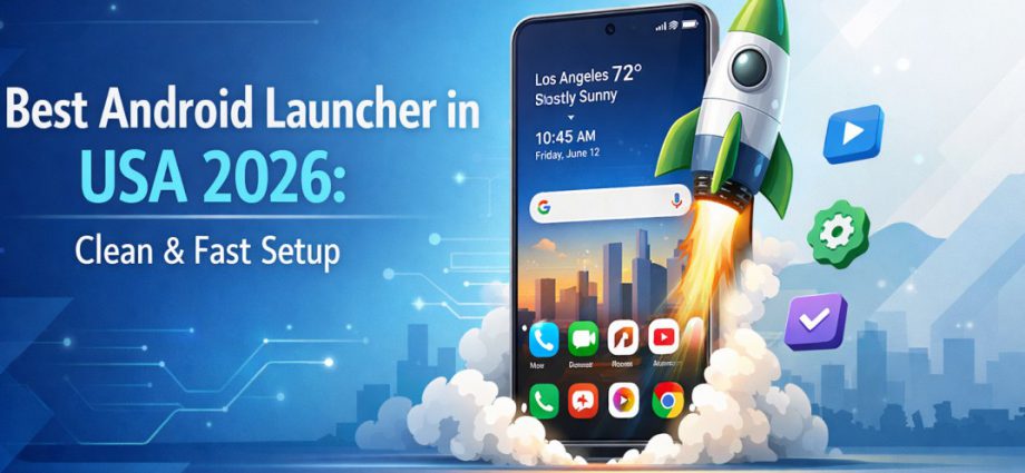 Best Android launcher in USA 2026 showing a clean home screen layout with fast app access and minimal clutter design.